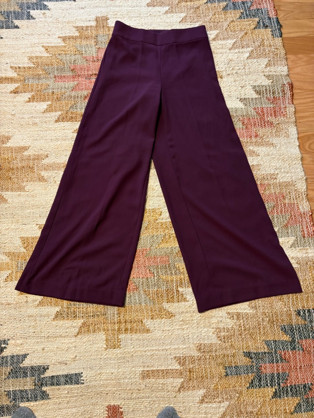 Ann Taylor Wide-Leg Pull-On Pants in Plum